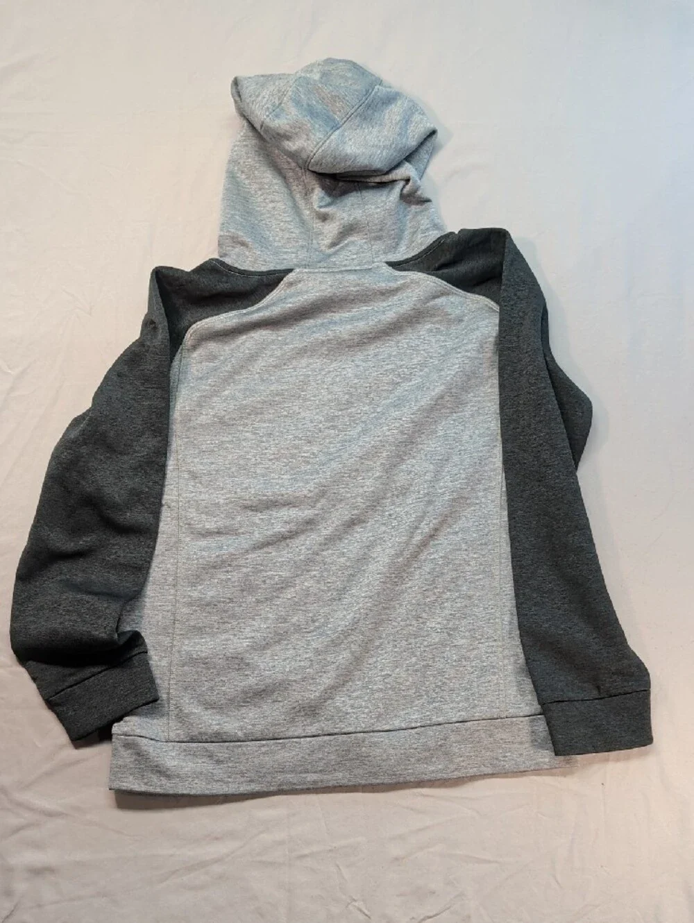 adidas Grey Hoodie with Black Sleeves and Blue Logo
